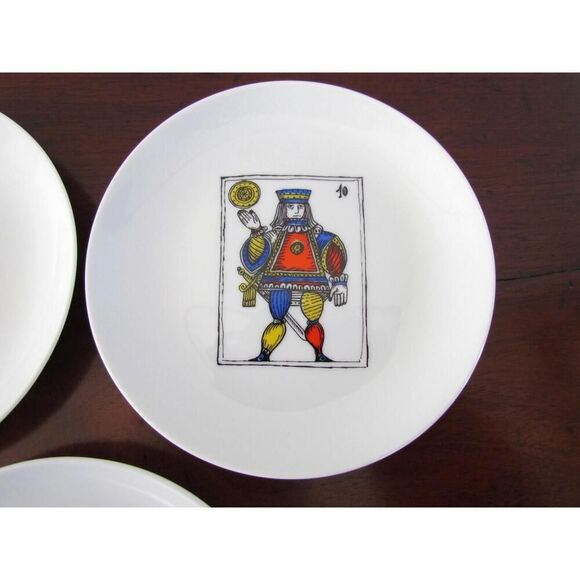 Vintage Bidasoa Spain Plates Set Playing Card Knights King sDessert Appetizer 6" - Picture 3 of 8